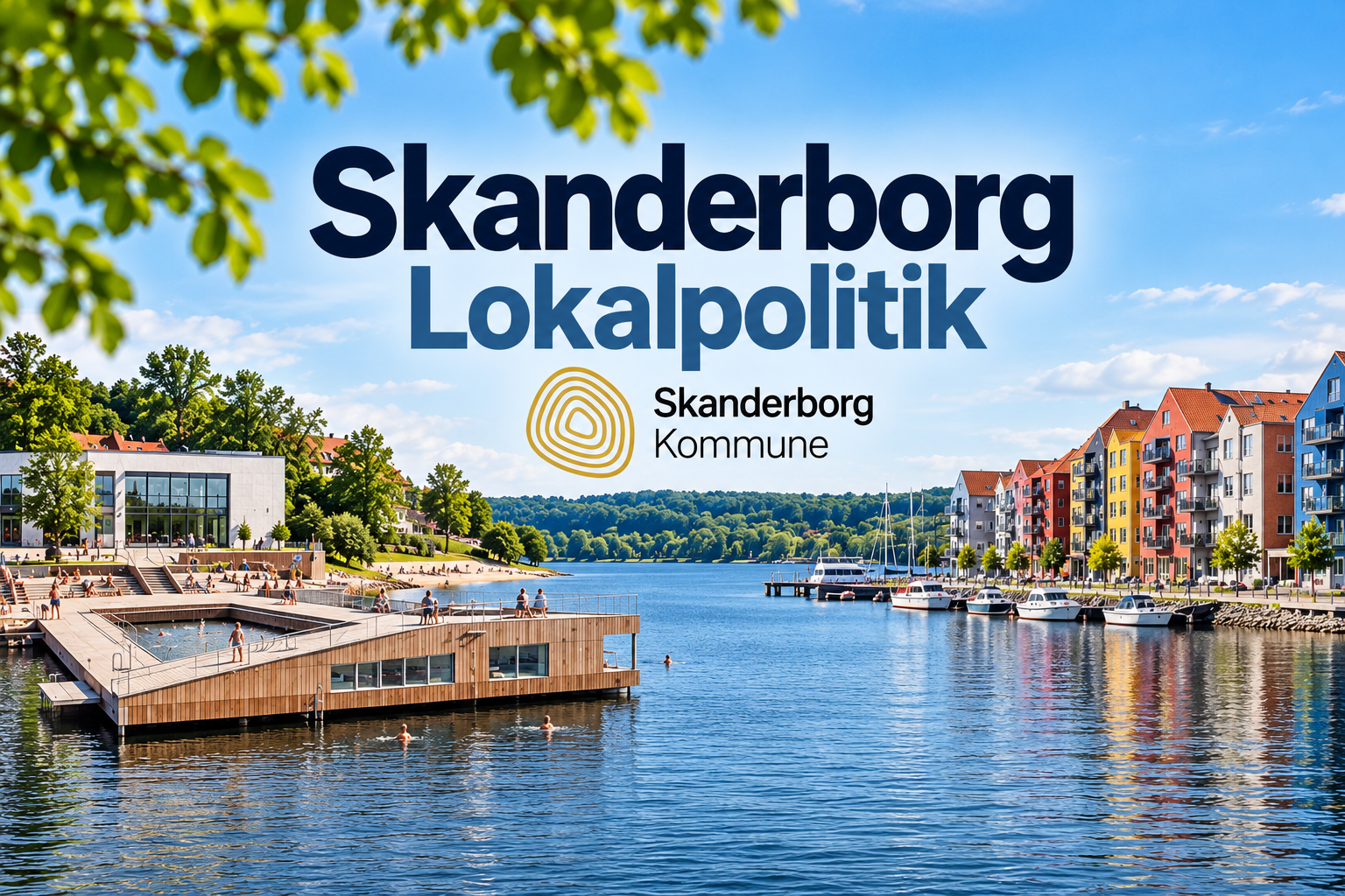 Skanderborg Lokalpolitik med Bybadet til venstre og Lille Nyhavn til højre